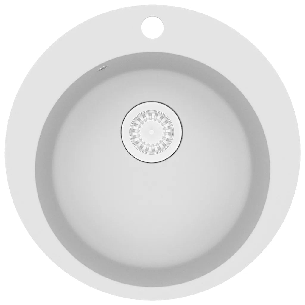 Lavello da Cucina in Granito Vasca Singola Tonda Bianco CFW9570141