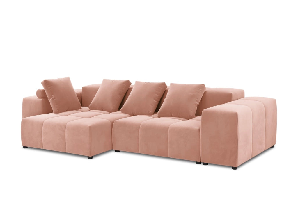 Cosmopolitan Design - Divano angolare modulare reversibile "Rome" 4 posti in velluto rosa 