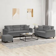 Set Divani 3 pz con Cuscini Grigio Scuro in Tessuto Microfibracod mxl 104698