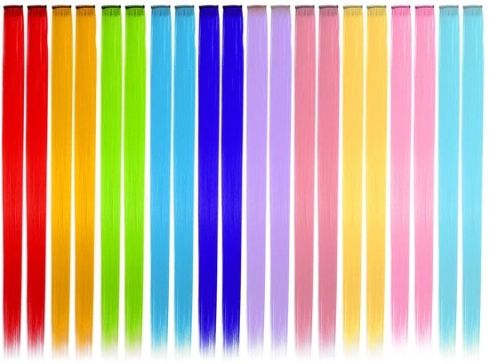 Estensioni capelline 20 pezzi - 55 cm clip-in - capelli finti colorati - cosplay/festival - tessuto resistente al calore - facile da indossare