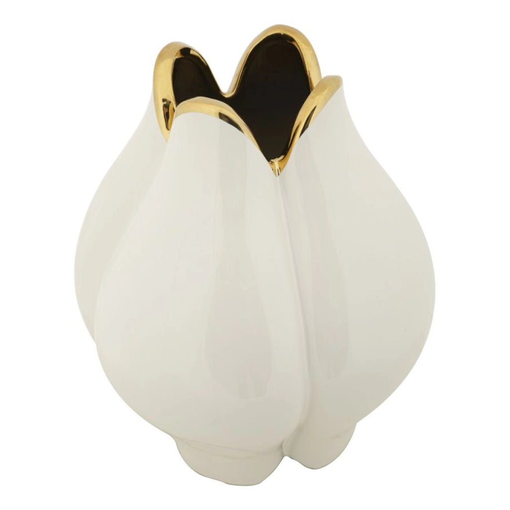 Vaso Decorativo VKH636, Bianco, Ceramica, 23x23x27,5 cm