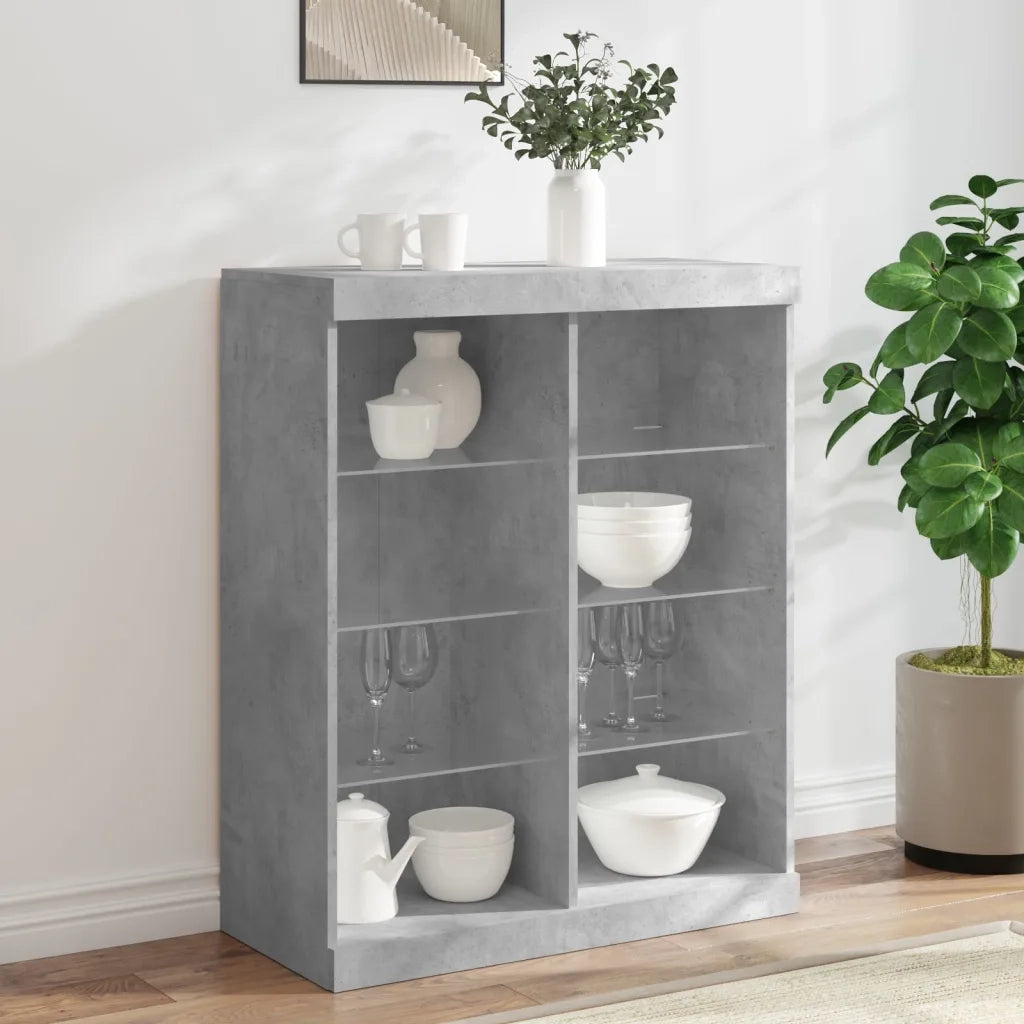 Credenza con Luci LED Grigio Cemento 81x37x100 cm 836717