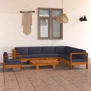 Set Divani Giardino 8 Posti Cuscini Grigi Scuro Massello Acacia 3057957
