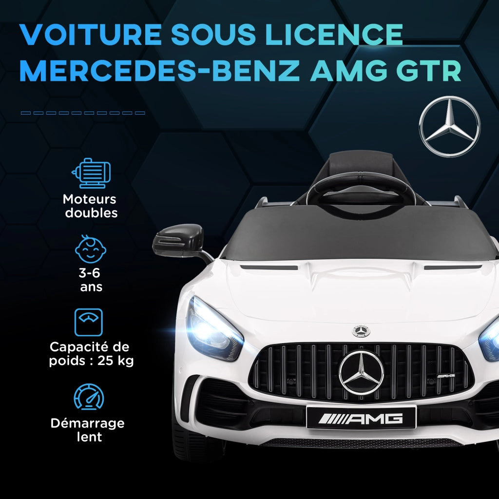 Auto elettrica per bambini Mercedes-Benz AMG GTR 12V ¨C Xylo ¨C bianco 108x67x46 cm