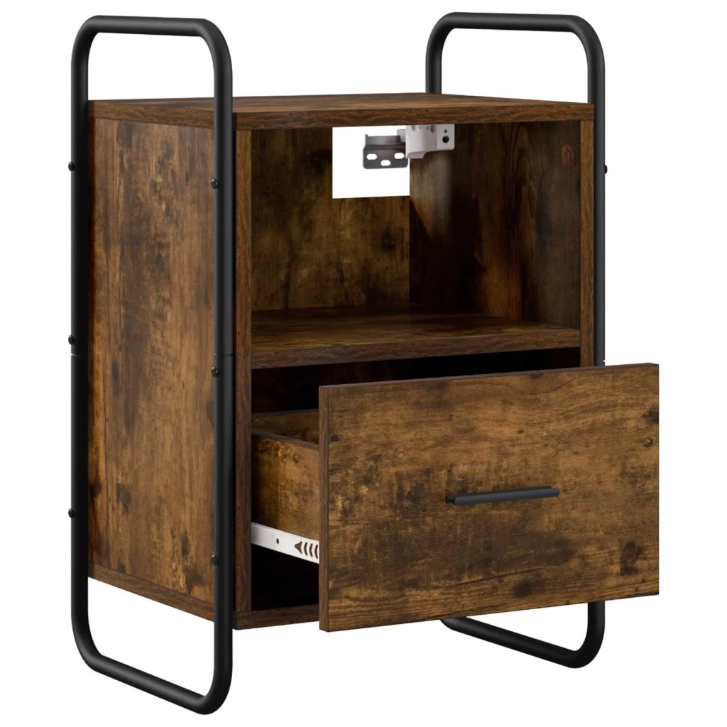 Mobiletto da Letto Appeso 2 pz Rovere Fumo 40 x 30 x 60 cm 8013571
