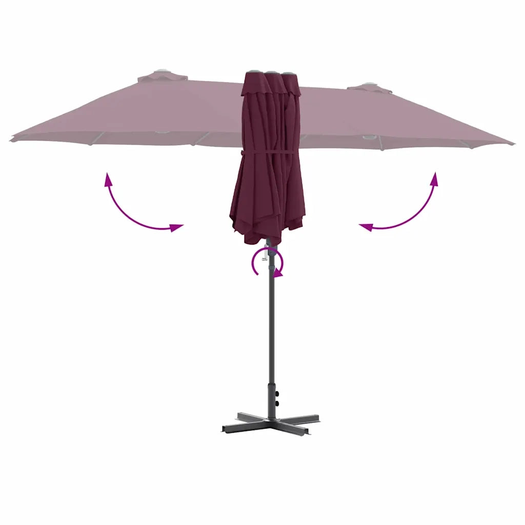 Ombrello da giardino-Ombrellone da spiaggia Rosso Bordeaux 370 x 197 x 239 cm