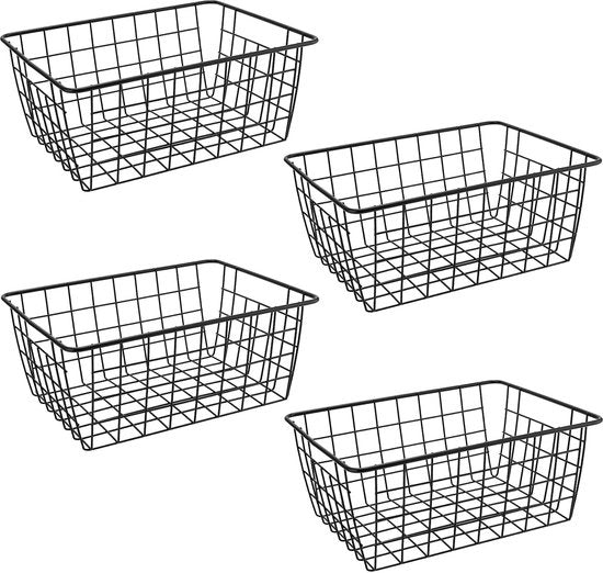 Organizzatori per cavi 4 pezzi - Nero - Contenitori per organizzare cavi - Scatole per cavi - Armadietto per magazzino - Dimensioni 28 x 22 x 12 cm