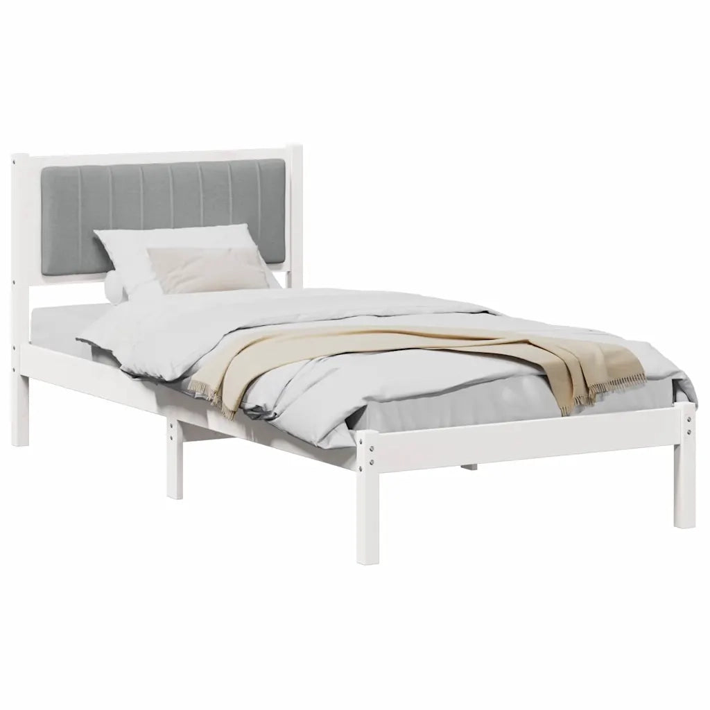 Letto con Testiera Rivestita Grigio chiaro 90 x 200 cm 878288