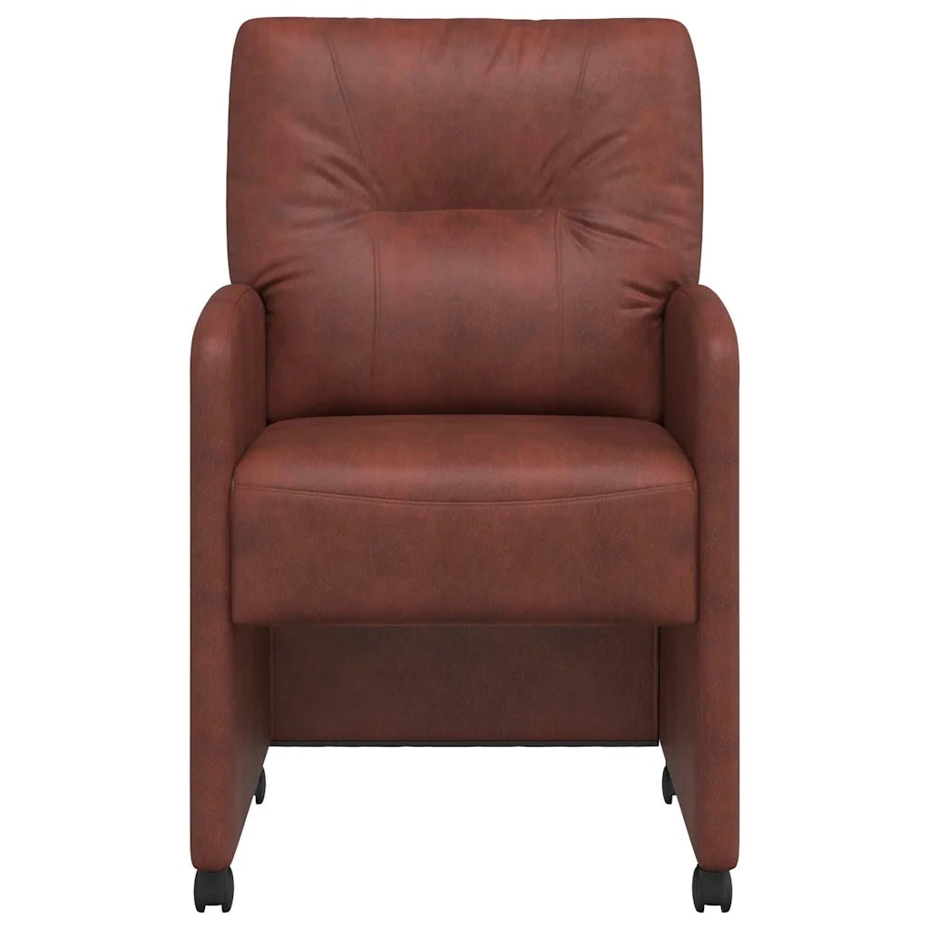 Sedie da Pranzo con Ruote 2 pcs Marrone lucido 57 x 67 x 95 cm
