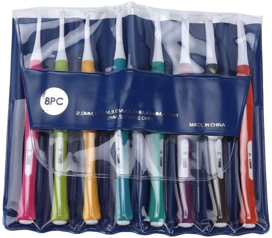 Set di uncini ergonomici per il fai da te - Uncini da 2,5-6mm - Adatti per principianti - Compatibili con artrosi - Materiale ABS/TPR - Uncini lunghi con marcature - Uncini da cucito