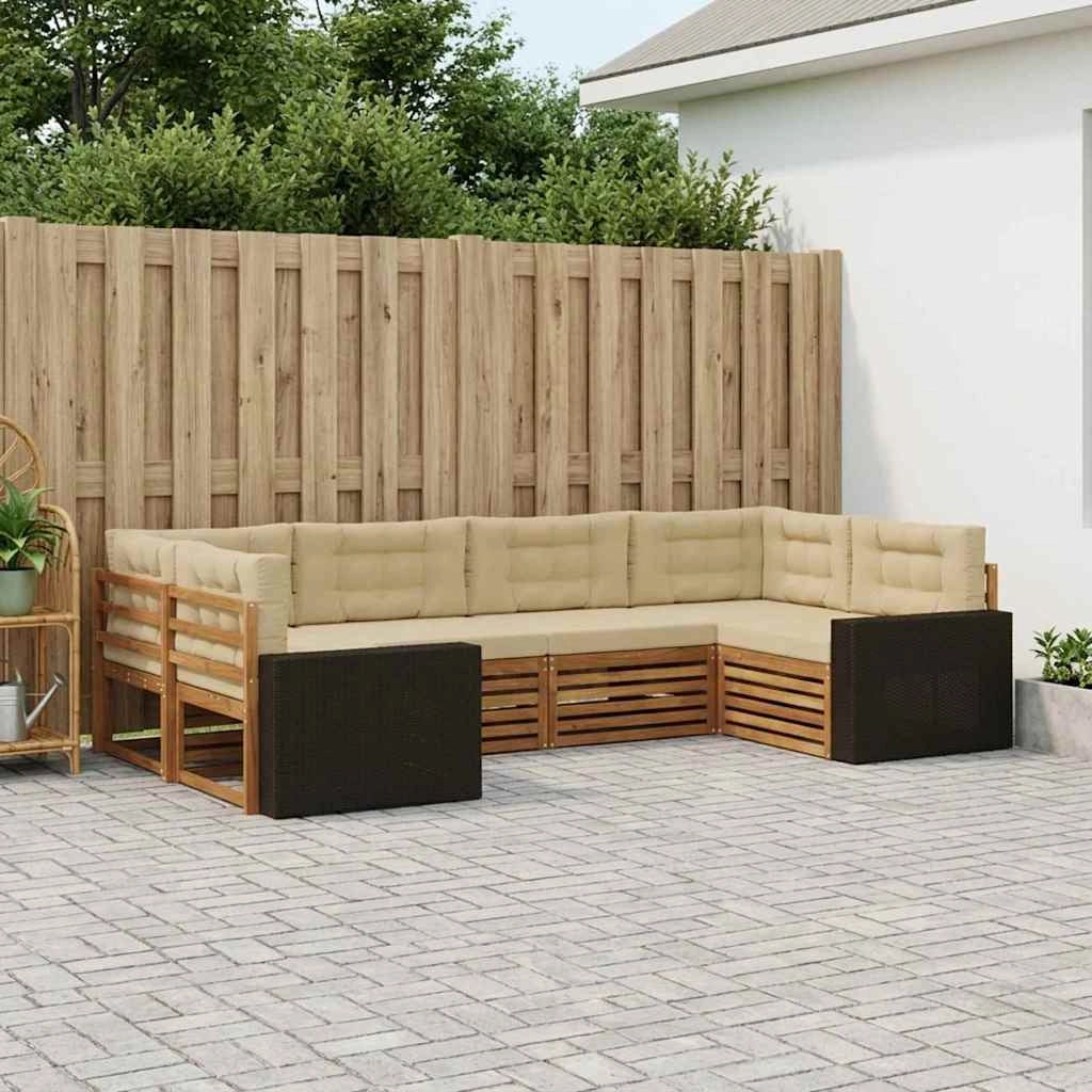 Set di divani da esterno 6 pz Naturale e Beige 3383786