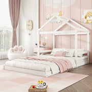 Letto a casetta per bambini 140x200 cm in pino e MDF; bianco