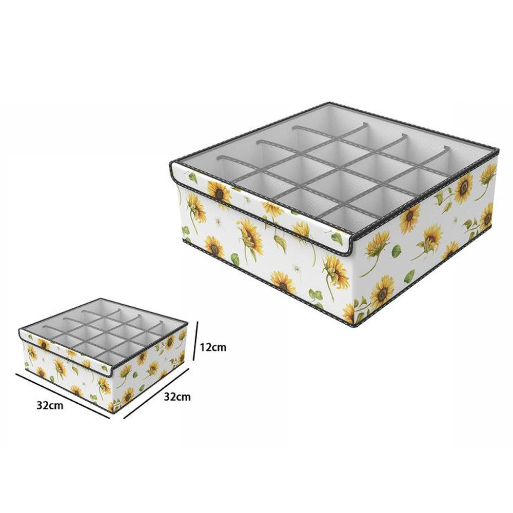 Trade Shop - Box Scatola Salvaspazio Armadio 16 Contenitori Porta Oggetti Organizer 32x32x12 -