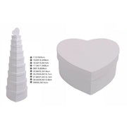 Trade Shop - Set 10pz Scatole Box Per Regali Varie Misure Matrioska Forma Cuore Bianco 71960 -