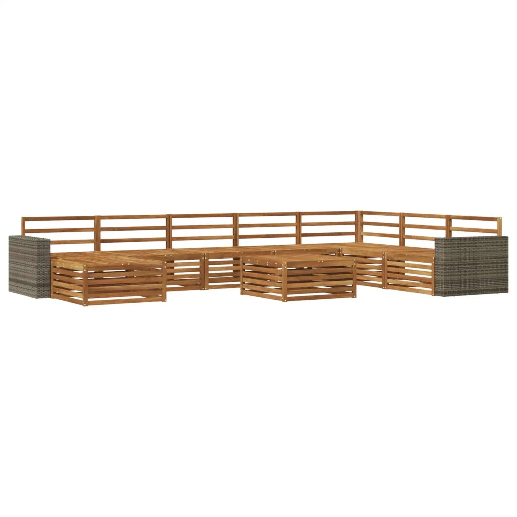 Set di divani da esterno 9 pz Naturale Legno di Acacia Massello 3383757