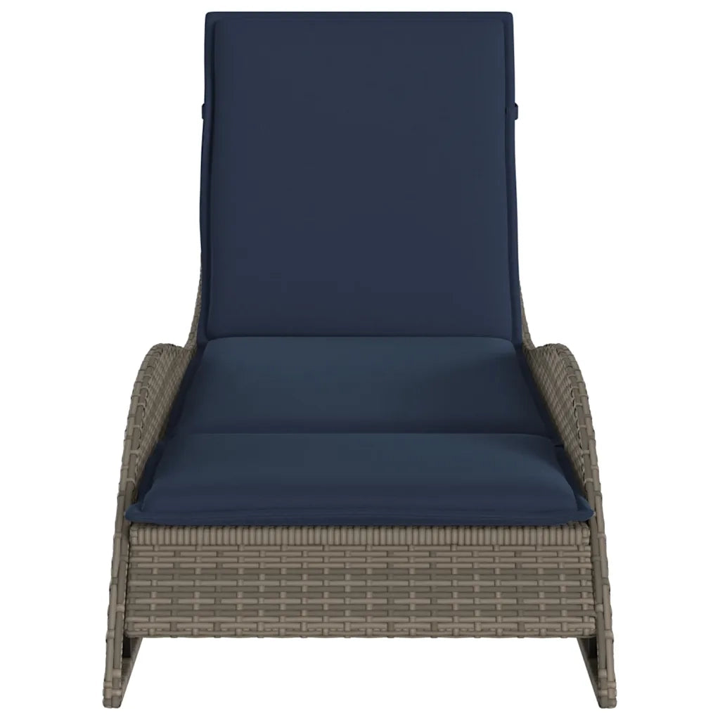 Lettino Prendisole con Cuscino Grigio 60x205x73 cm in Polyrattan 368284