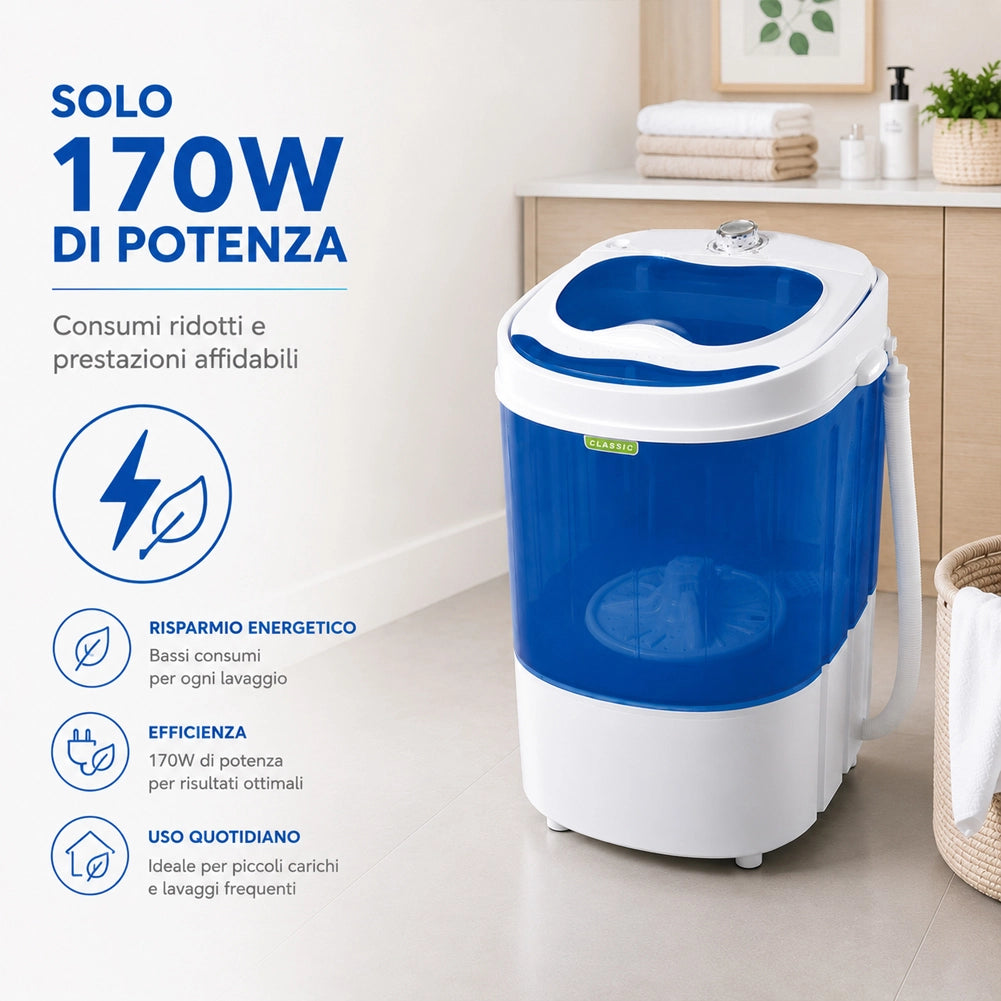 Mini Lavatrice 2Kg Portatile Bucato Biancheria Campeggio Camper Barca Portatile