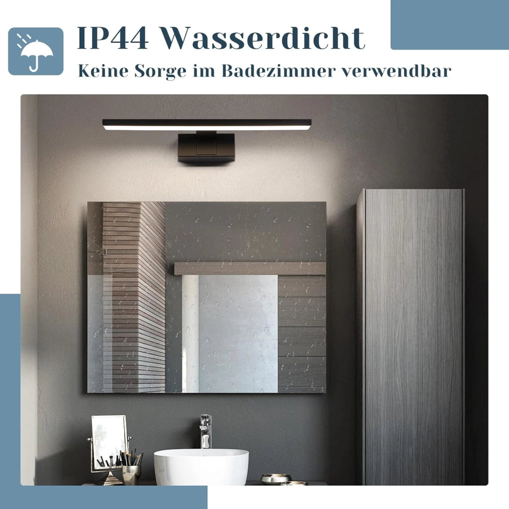 ZMH Lampada da Parete per Specchio da Bagno 40 cm Nera IP44 Moderna Bianco Neutro 4000K per Cantina Cucina Armadietto