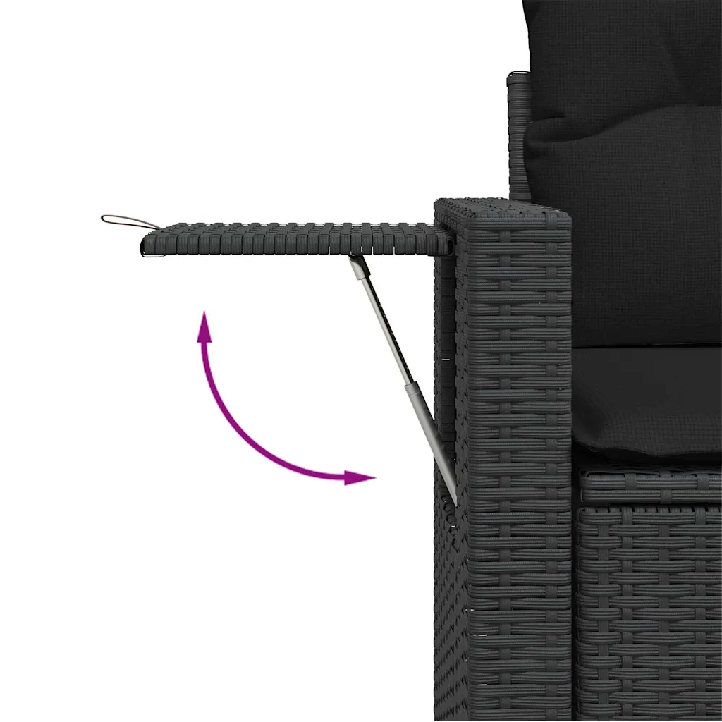 Set Divani da Giardino 4 pz | Set Salotto da Giardino con Cuscini Nero in Polyrattan