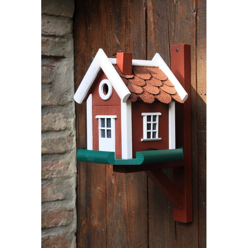 Nido per uccellini Party rosso in legno di conifera 25x25x28 cm - bird house con supporto parete outdoor