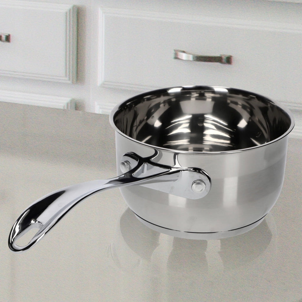 Pentola KADAX in acciaio inox, 1,8 L, con manico, adatta a piani cottura a gas e a induzione.