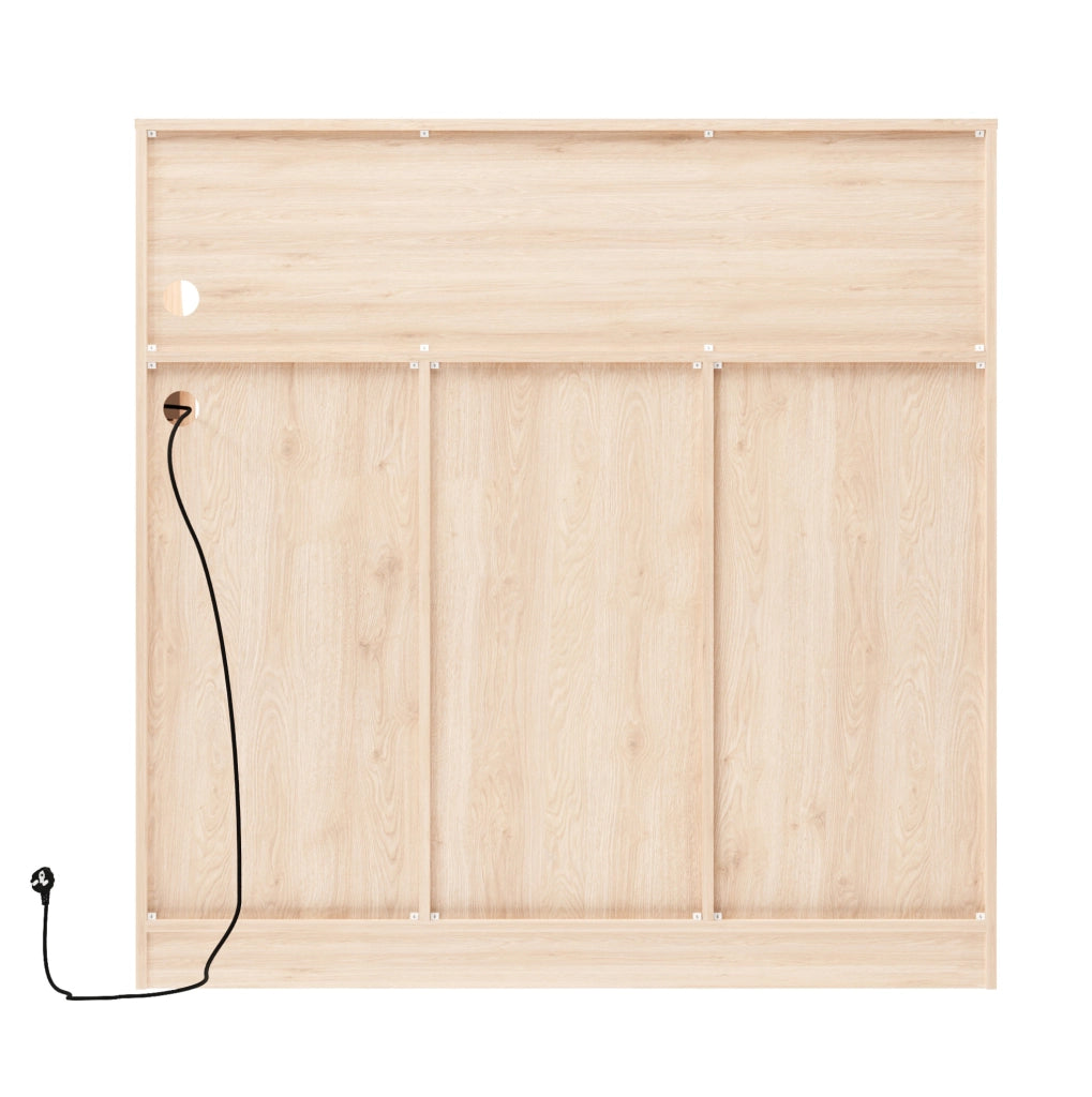 Buffet bar con LED 120x40x121 cm MDF naturale e bianco, prese, per cucina