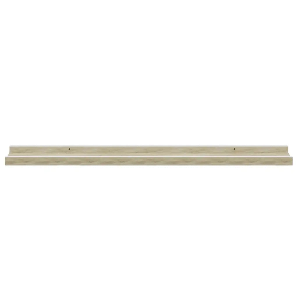 2 pz Mensole da Parete | Scaffali a Parete | Ripiano a parete Bianco e Rovere Sonoma 80x9x3 cm
