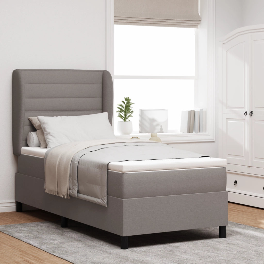Letto Box Spring con Materasso Tortora 90x200 cm Tessuto