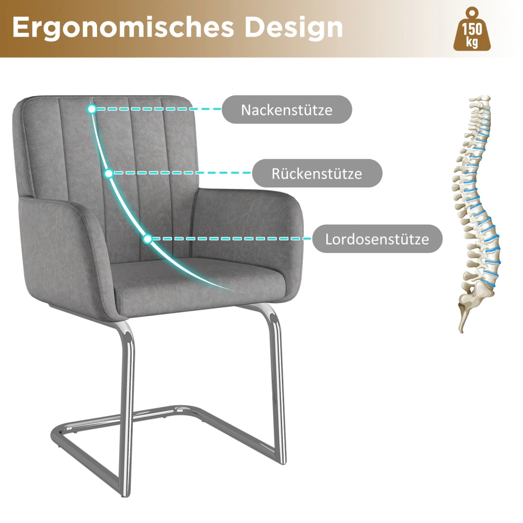 Set di sedie da pranzo 6 pezzi imbottite con schienale ergonomico impilabili in similpelle grigio