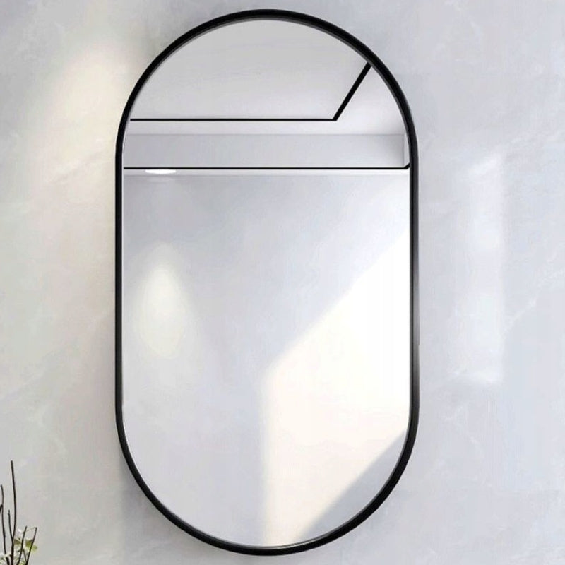 Grande specchio ovale da bagno, soggiorno, camera da letto, nero, industriale, 100x50 cm