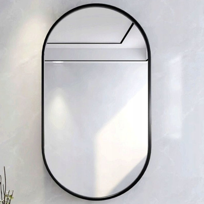 Grande specchio ovale da bagno, soggiorno, camera da letto, nero, industriale, 100x50 cm