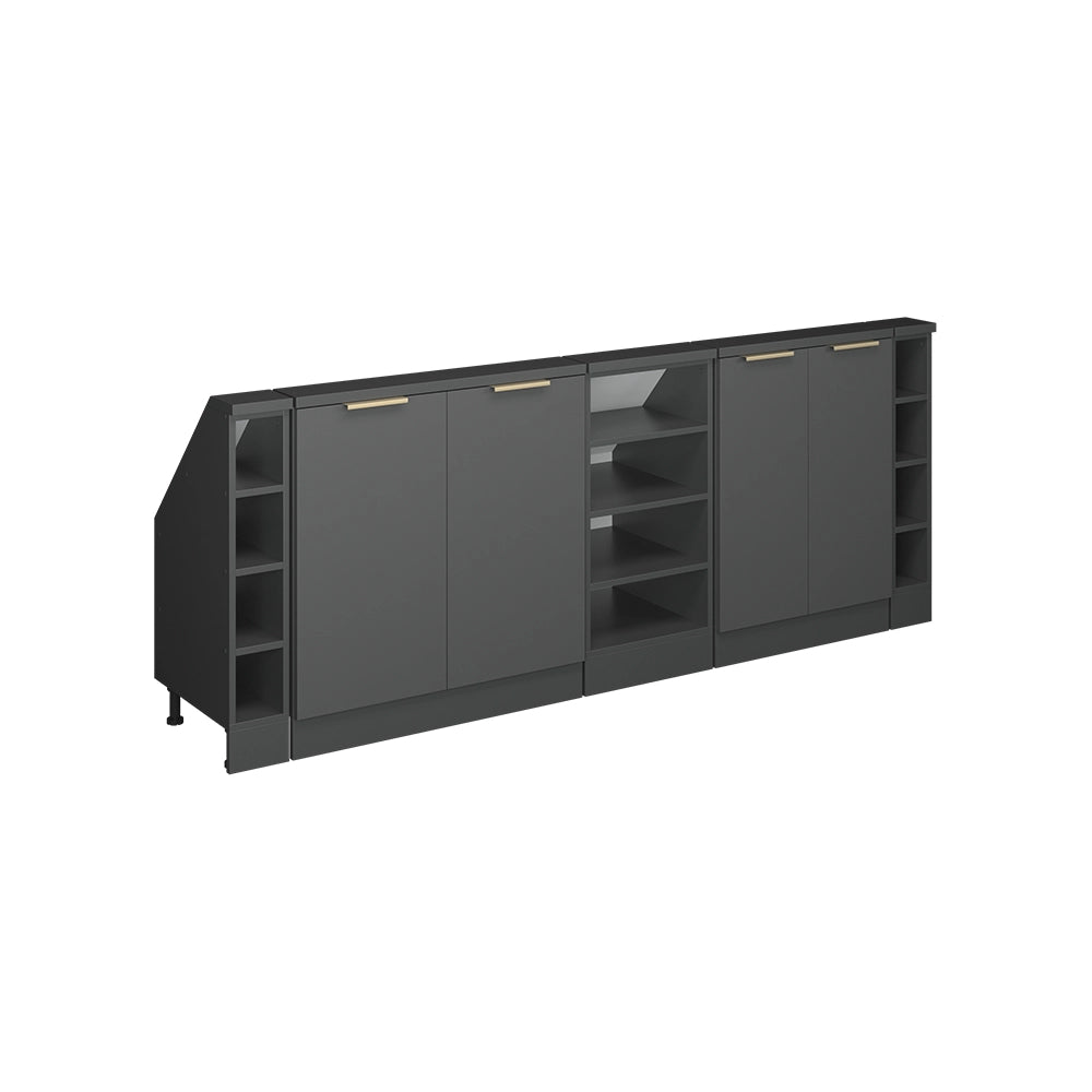 Set di mobili sottotetto Rion Antracite-oro/Antracite 210 cm Set di 5 Vicco