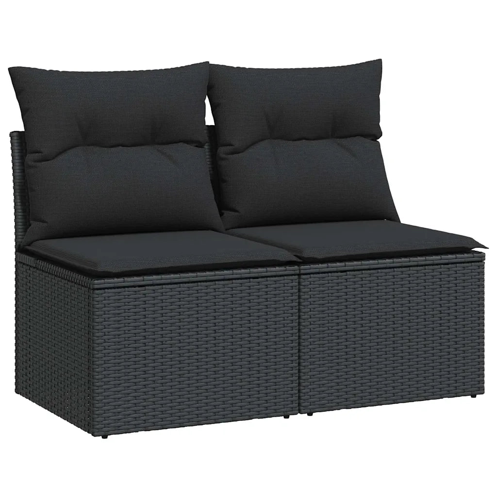 Set Divani da Giardino con Cuscini 2 pz Nero Polyrattan Acacia 3325231