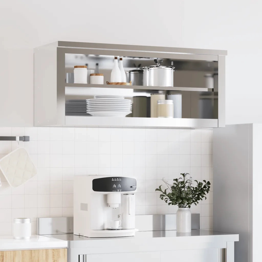 Armadietto a Muro | Mobile Cucina da Parete con Ripiano in Acciaio Inossidabile
