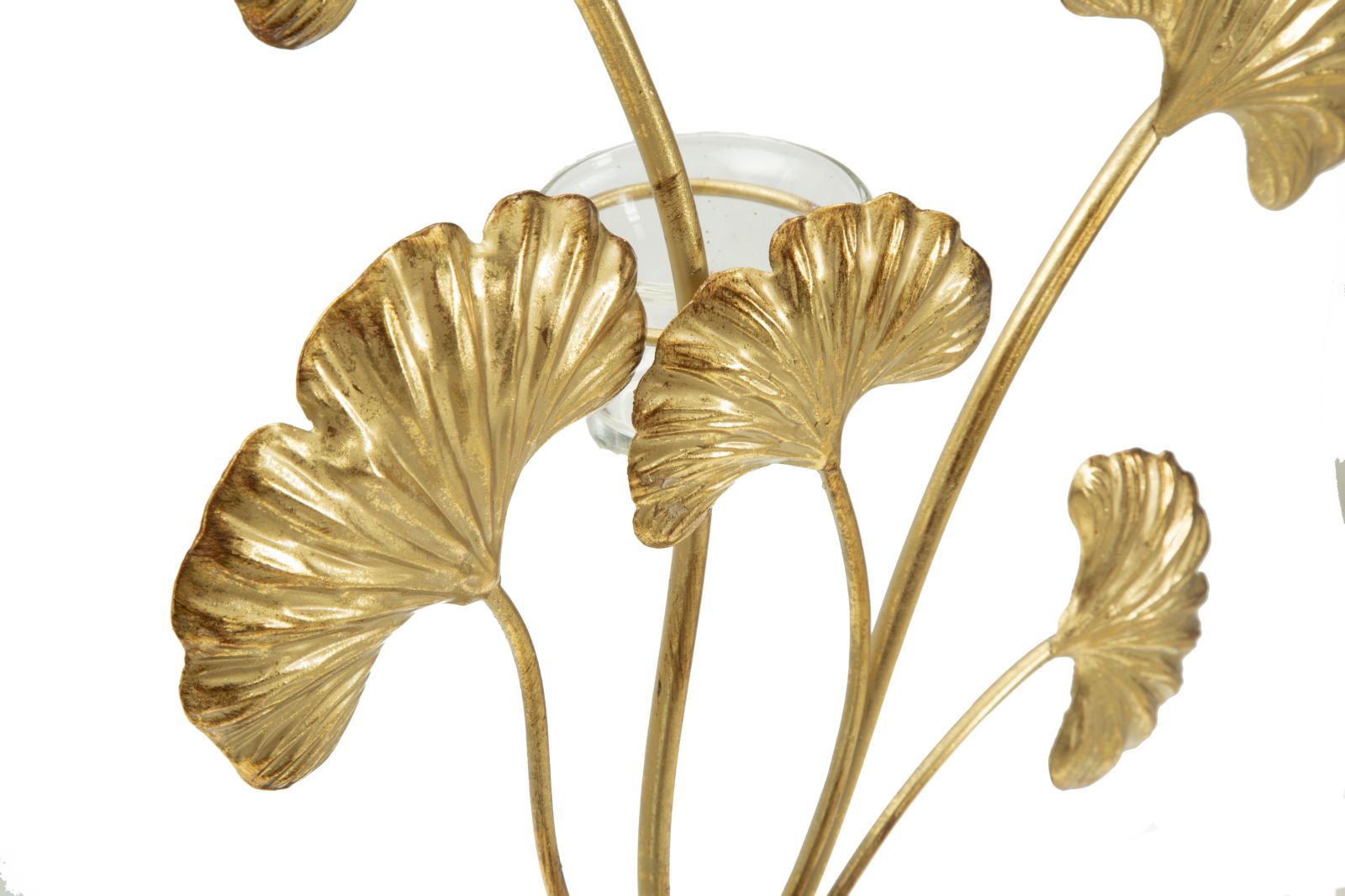 Portacandele Glam Iris 29x12,5x44 cm in Ferro e Vetro Oro e Nero