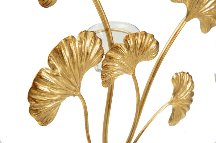 Portacandele Glam Iris 29x12,5x44 cm in Ferro e Vetro Oro e Nero