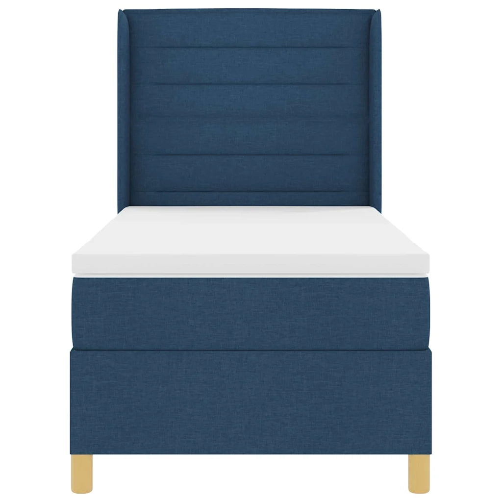 Letto a molle con materasso Blu 90 x 200 cm Tessuto