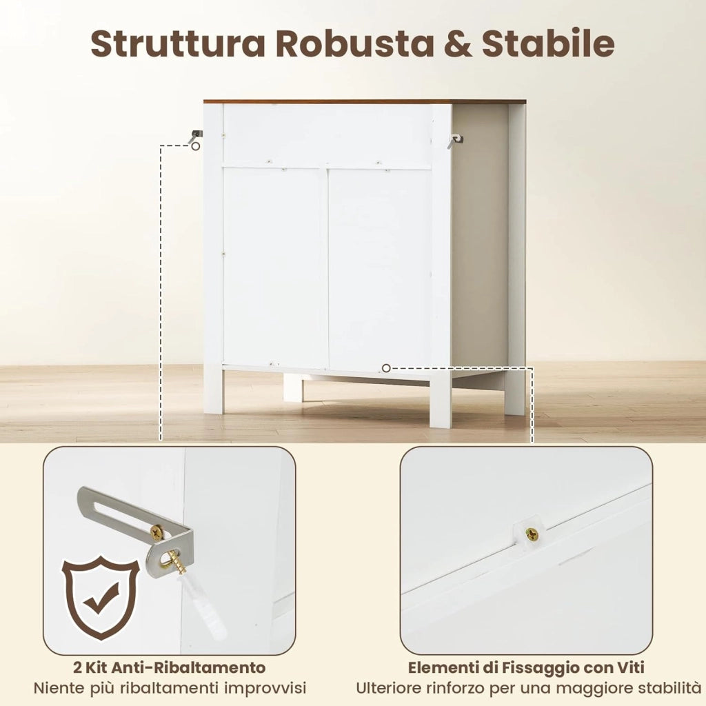 Credenza da Cucina, Armadio con Cassetto, 2 Ante e Ripiano Regolabile, Mobili Multifunzionali per Sala da Pranzo e Cucina, 76 x 40 x 85 cm