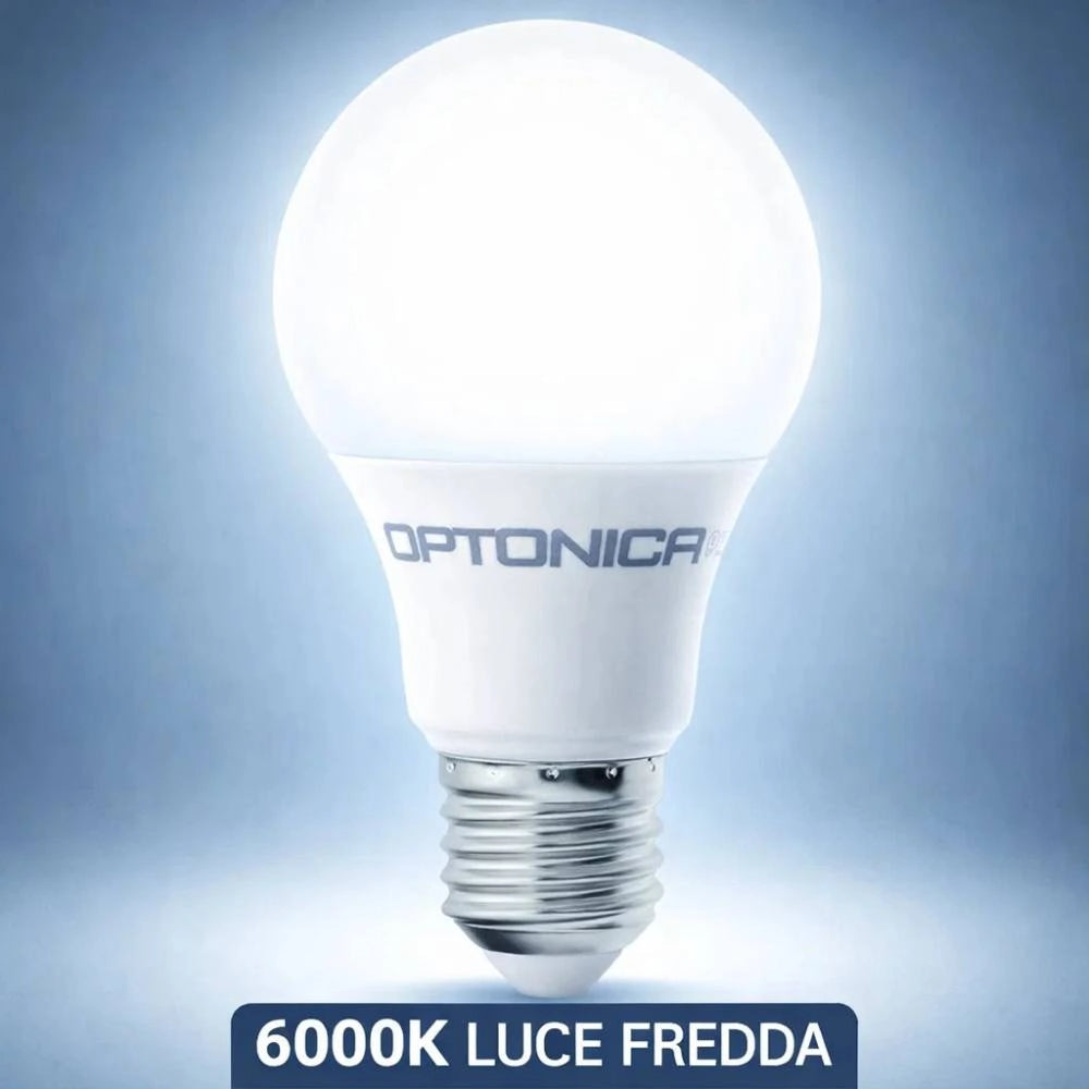 Lampadina led e27 a60 8,5 w alta efficienza 806 lumen *** temperatura colore lampada 6000k bianco freddo, confezione 1