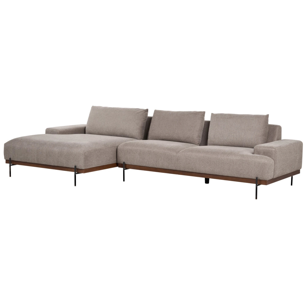 Divano in tessuto ad angolo retto Marrone Chiaro Tessuto Gambe in metallo 3 posti Stile minimalista