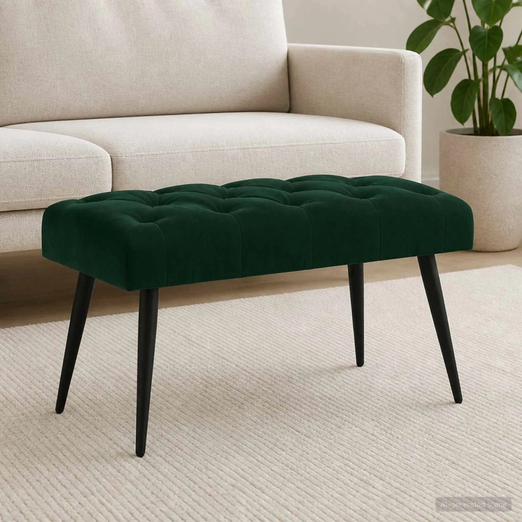 Panchina con bottoni imbottiti Verde Scuro 80 x 40 x 46 cm 42038559