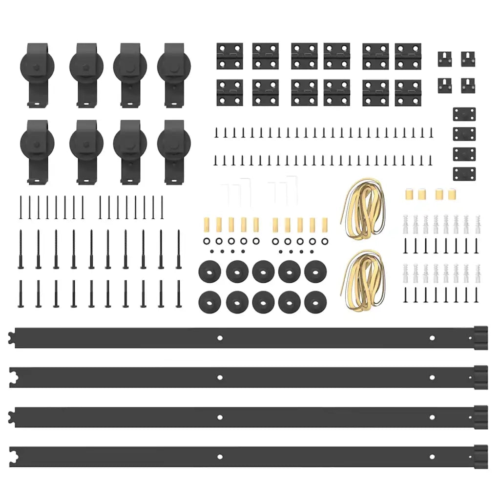 Kit di Binari per Porte Scorrevoli 366 cm Acciaio Nero CFW2387485