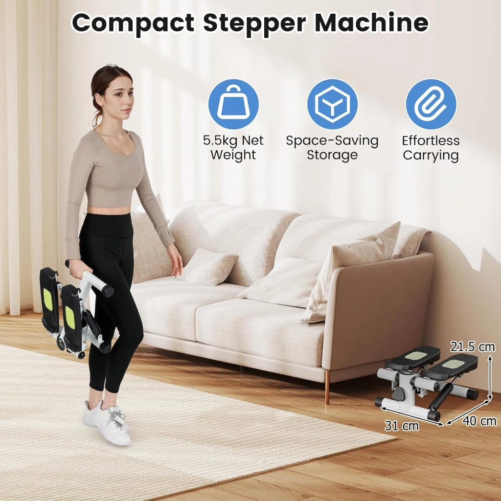 Mini Step Fitness Casa, Stepper Idraulico con Fasce di Resistenza, Altezza Regolabile, Schermo LCD, Pedali Antiscivolo, Attrezzatura Cardio per Allenamento Corpo, Esercizio
