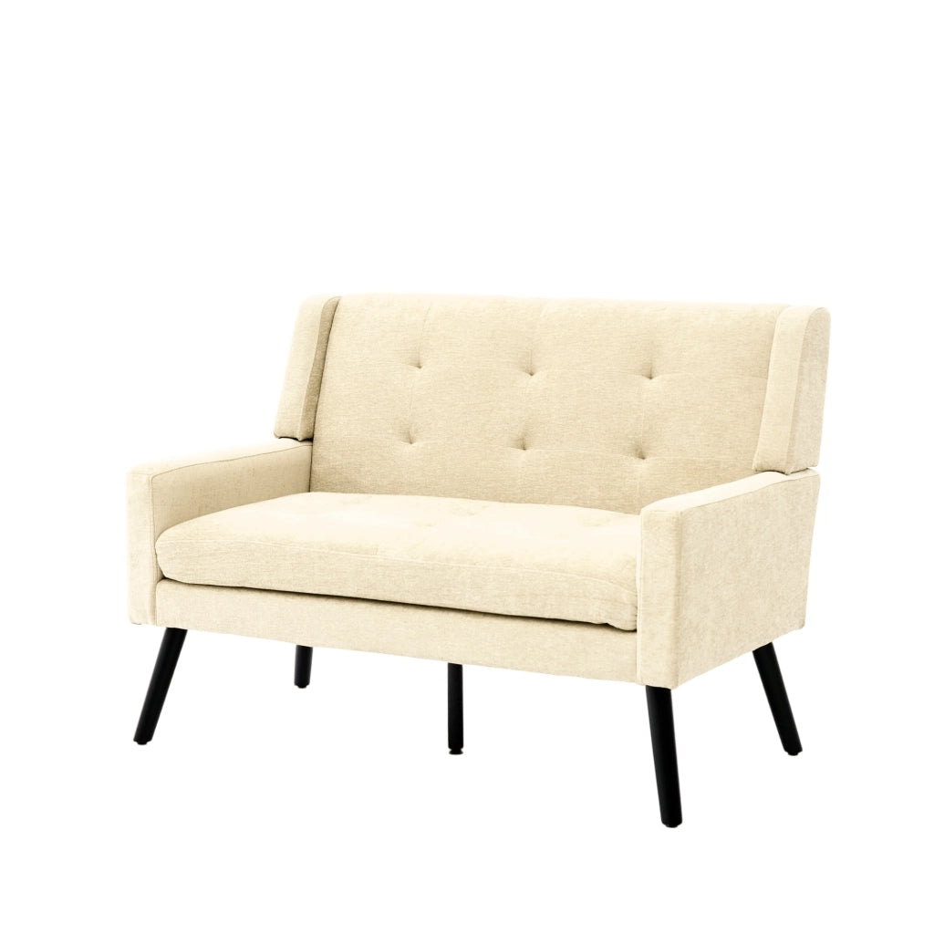 PANCA 2 posti 107,5x66x30 cm Beige rivestita con gambe in legno massello