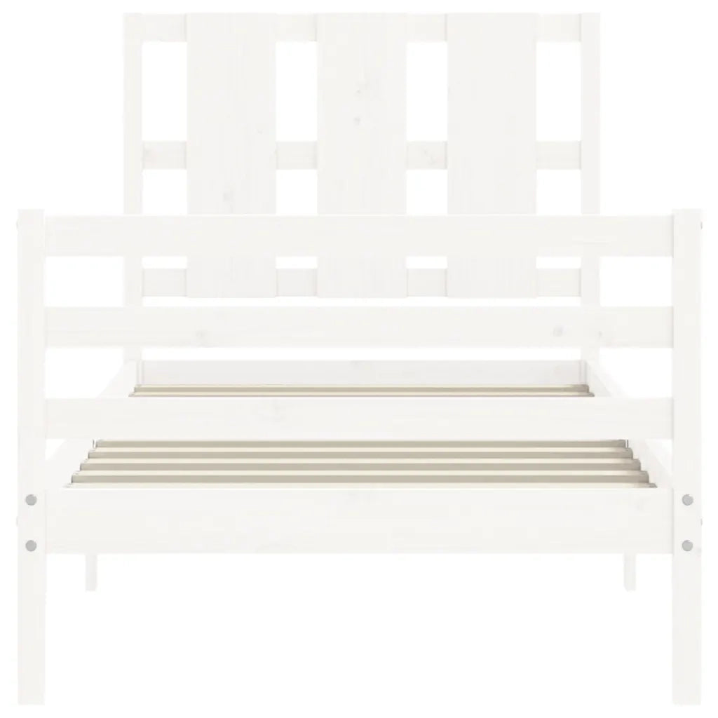 Giroletto con Testiera-Struttura Letto con testiera Bianco 90x200 cm in Legno Massello 508592