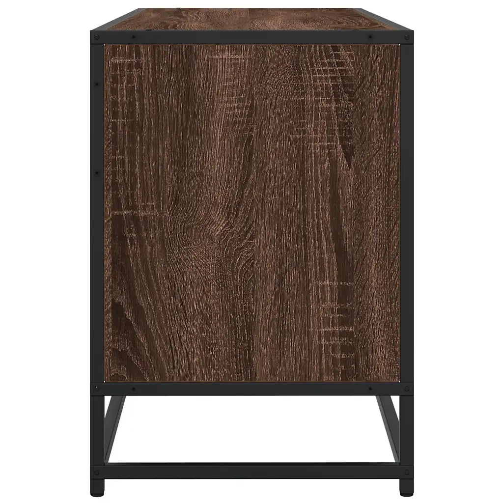 Mobile TV-Credenza per TV-Console TV Rovere Marrone 100x35x50 cm Legno Multistrato Metallo