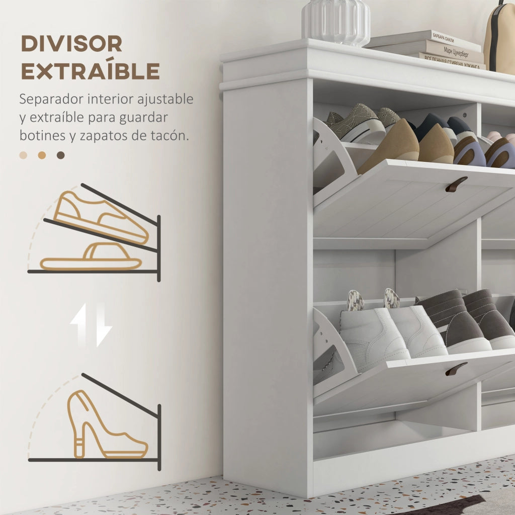 Armadio per Scarpe con 4 Ante e Ripiani Regolabili ¨C zephmum ¨C 105x24x82,5 cm