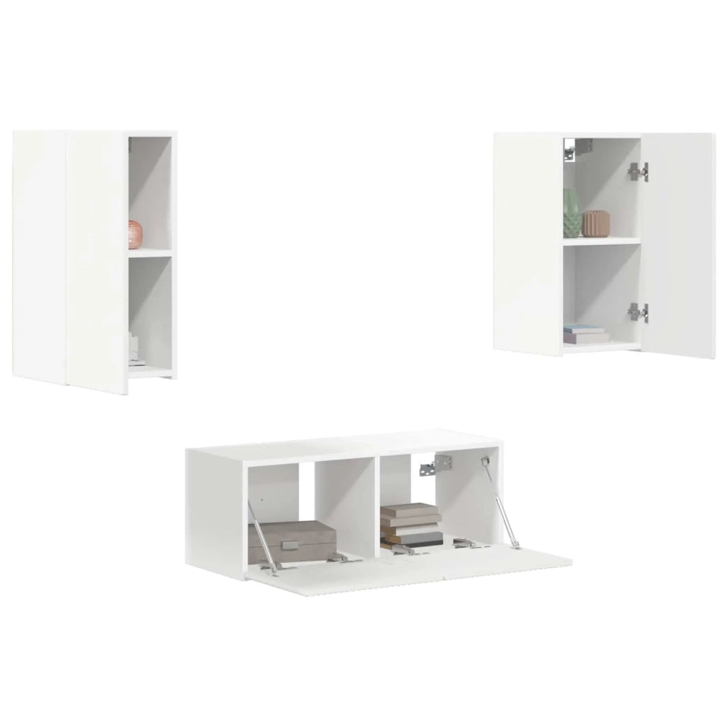 Set mobile TV Montaggio a parete 6 pcs Bianco Legno multistrato 3409060