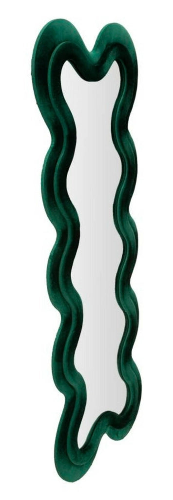 Specchio Lari, Specchiera, Articolo d'arredo a muro, Decorazione con specchio, 58x4 h160 cm, Verde