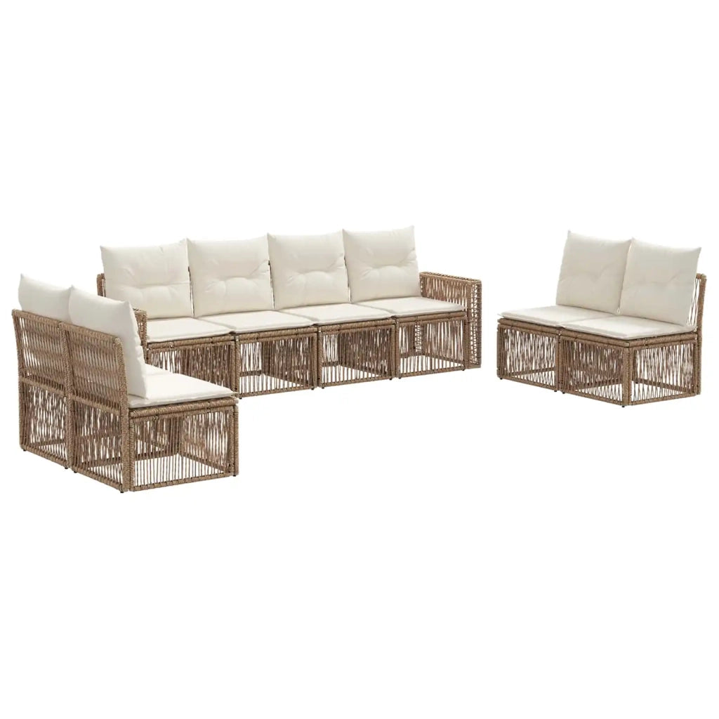 Set Divano da Giardino 8 pcs Beige e Bianco Crema polyrattan 3435099